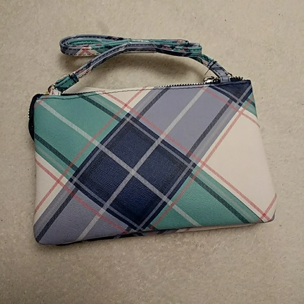 Plaid RFID-Blocking Crossbody Wallet